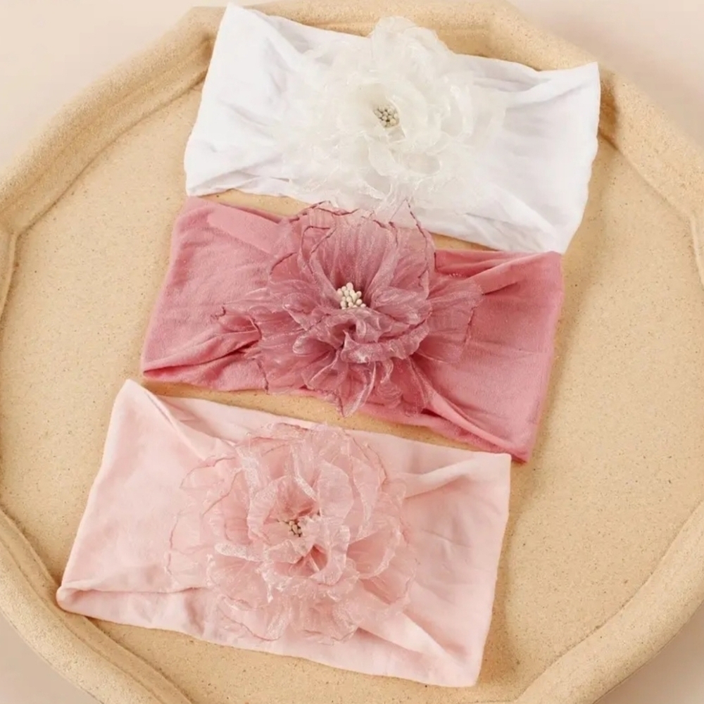 3pcs Bohemian Style Girls Chiffon Flowers Headband